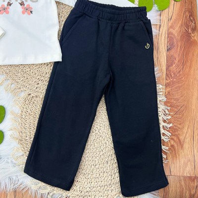 Conj. Blusa Manga Longa Smile e Calça de Moletom- Off White e Preto